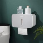 Vue de profil d'un distributeur de papier toilette semi-automatique