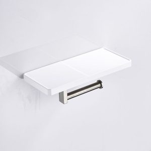 Porte papier toilette avec tablette en acier inoxydable