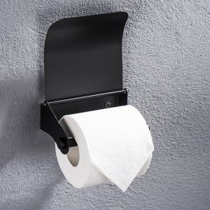 Porte-rouleau de papier toilette noir élégant en acier inoxydable