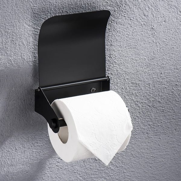 Porte-rouleau de papier toilette noir élégant en acier inoxydable
