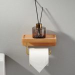 Support mural élégant en bois pour papier toilette