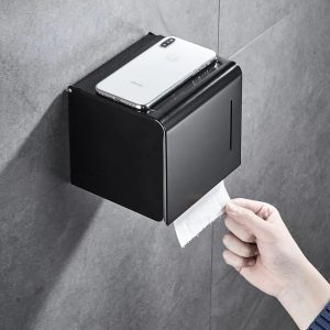 Porte papier toilette fermé chromé élégant