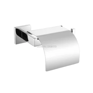 Porte papier toilette de luxe avec couvercle en acier inoxydable chromé