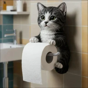 Porte-papier toilette en chat mignon.