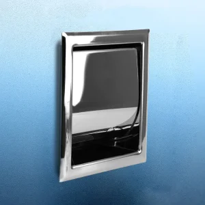 Porte papier toilette dissimulable, montage mural, en acier inoxydable, chrome poli