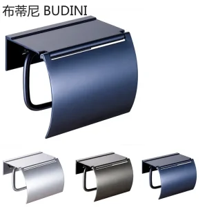 Porte papier toilette peinture bleu or en aluminium