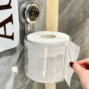 porte papier toilette mural avec couvercle transparent et étanche