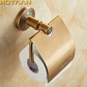 Porte-papier toilette en aluminium massif, couleur laiton antique, boîte à papier hygiénique, accessoires de salle de bain classiques YT-14292