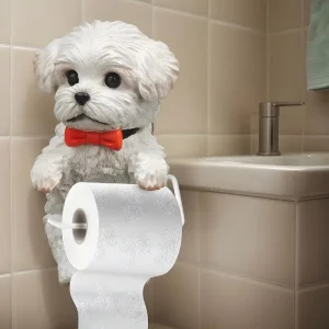 Porte-papier toilette mural en résine pour chien  mignonne.
