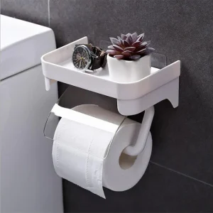 Porte papier toilette transparent auto-adhésif.