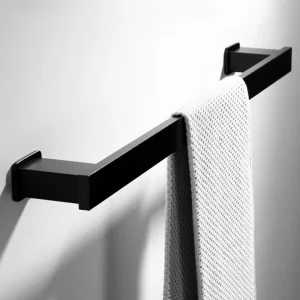 Porte serviettes  double barre en alliage d'aluminium épais noir