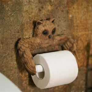 Porte-papier toilette fantaisie en forme de hibou.